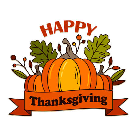 Hand drawn poster with Thanksgiving greeting textのイラスト素材