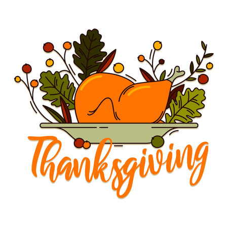 Vector postcard or banner with Thanksgiving quoteのイラスト素材
