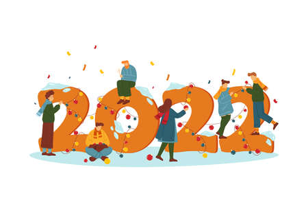 Holiday card for party invitation, New year bannerのイラスト素材