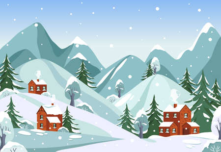 Winter landscape of mountains or scenery viewのイラスト素材