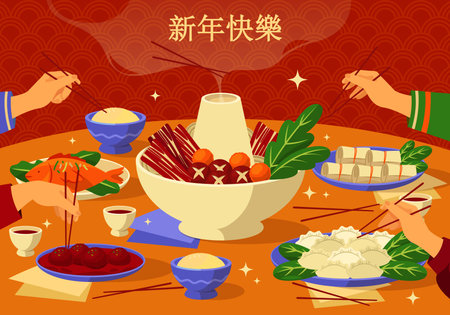 Holiday greeting card in chinese style, bannerのイラスト素材