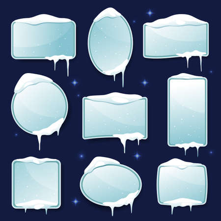 Winter frozen frames or empty templates, setのイラスト素材