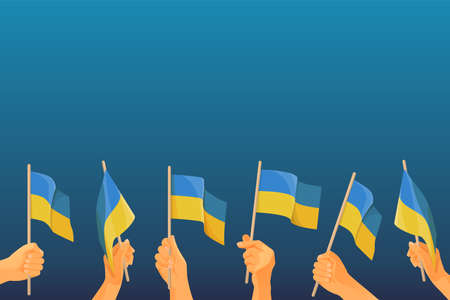 Patriotic template or banner with ukrainian flagsのイラスト素材