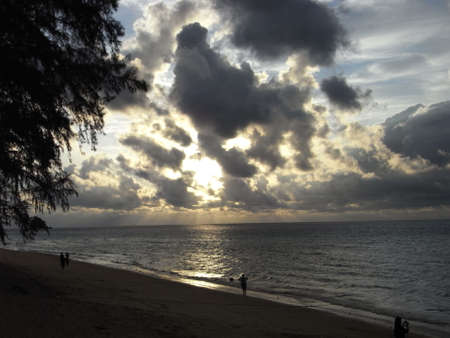The cloudy sky during sunset at the islandの写真素材