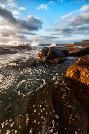 a body of water with along the coastlineの写真素材