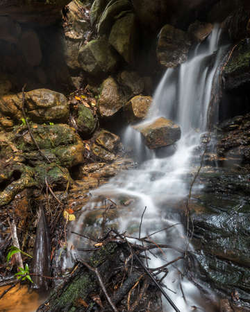 a hidden waterfall covering the rocksの写真素材