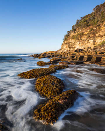 water around rocks in bouddi park on nsw central coastの写真素材