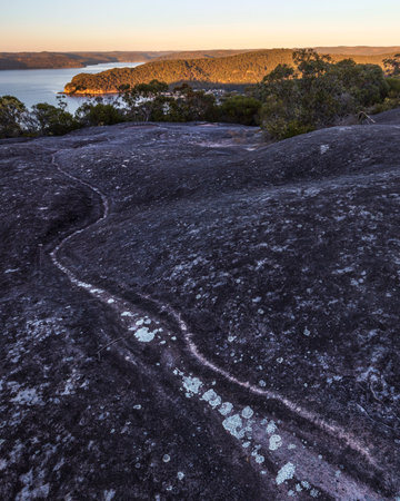 patterns in the rocks above patonga on the nsw central coastの写真素材