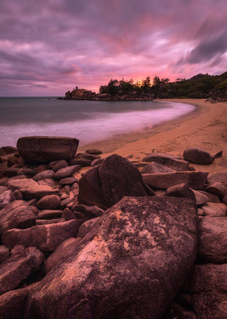 Balding Bay on magnetic island and sunrise in townsvilleの写真素材