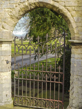 The fine stone entrance gate house to Redbourne Hall の写真素材