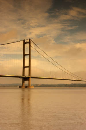 One of the two towers of the Humber Bridge  Each tower is a hollow concrete structure, 155 5Mtr    510ft   tall の写真素材