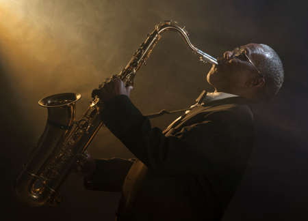 African American Saxophonist Sax Jazz Musicの写真素材