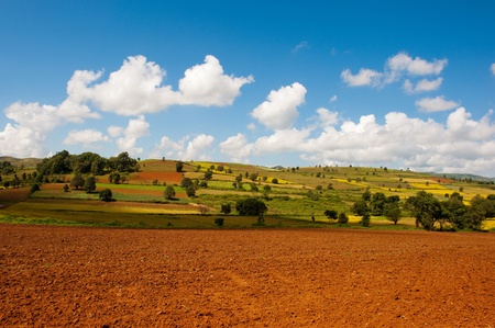 Field Patchwork, Shan State, Myanmarの写真素材