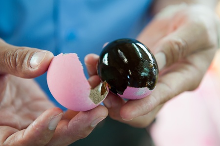 Pink shelled Century Eggの写真素材