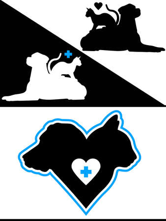 Dog and Cat Silhouette Design Elementsのイラスト素材