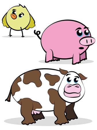 Cute Farm Animals Cartoons/Comc Characters のイラスト素材