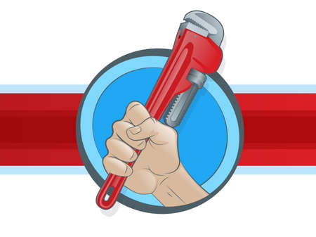Plumber's Hand Grasping a Pipe Wrenchのイラスト素材