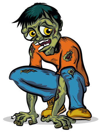 Crouching Zombie Characterのイラスト素材