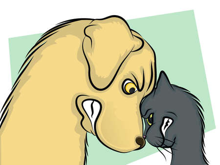 Dog and Cat Nose to Noseのイラスト素材