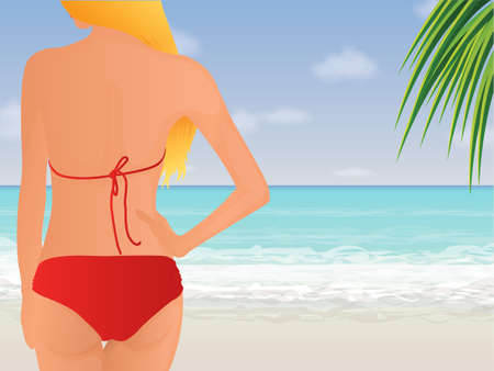 Female back at the beachのイラスト素材