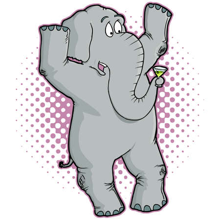 Elephant Cartoon Character Holding a Martiniのイラスト素材