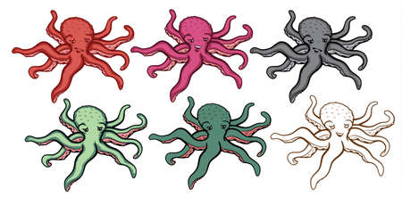 Octopus Illustration Setのイラスト素材