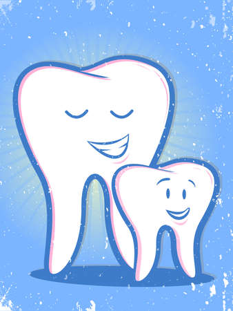 Retro Teeth Family Cartoonのイラスト素材
