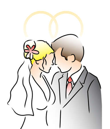 Bride and groom/wedding couple invitationのイラスト素材