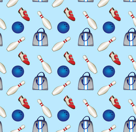 Bowling Equipment Icons Patternのイラスト素材