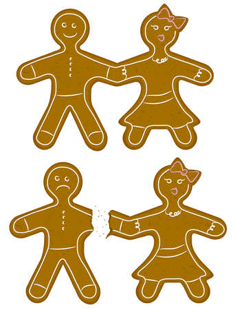 Gingerbread Couple Break Upのイラスト素材