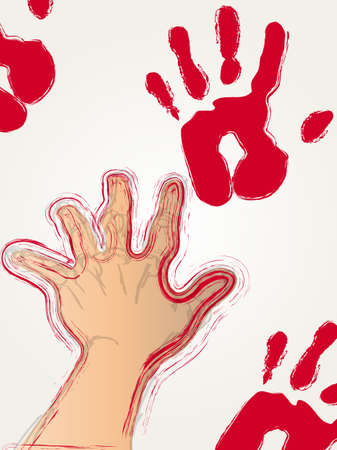 Red Hand Printのイラスト素材