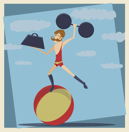 Vintage Circus Strong Manのイラスト素材