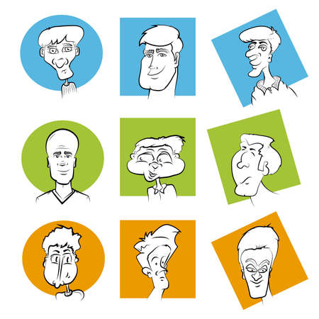 Set of Various Cartoon Character Faces Face Image Seriesのイラスト素材
