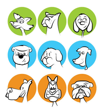 Dog Faces Collection/Mascots in Circlesのイラスト素材