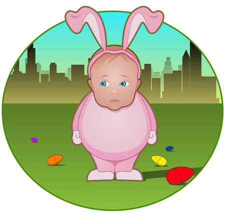 Baby in Bunny Costumeのイラスト素材