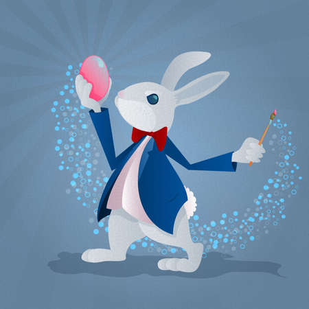 Easter Bunny Coloring an Easter Eggのイラスト素材