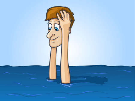 Keep Your Head Above Water/Debt Cartoonのイラスト素材