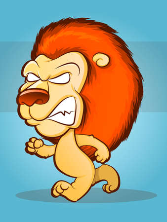 Lion Character Strutting and Growlingのイラスト素材