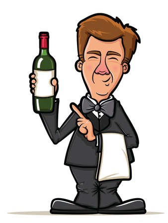 Sommelier Presenting a Bottle of Wineのイラスト素材