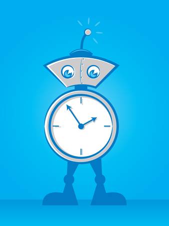 Illustration of a cute alarm clock robotのイラスト素材