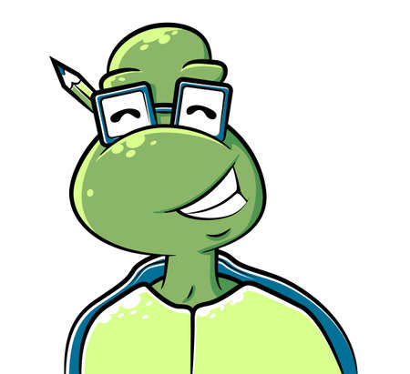 Cute Tortoise Character wearing glassesのイラスト素材