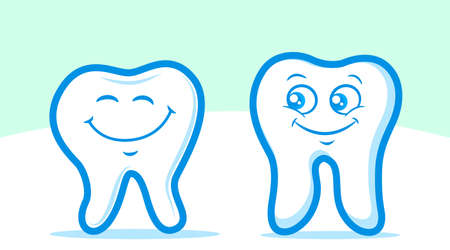 Cartoon teeth set with facesのイラスト素材