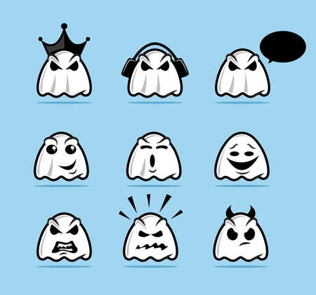 Collection of various ghost cartoon iconsのイラスト素材