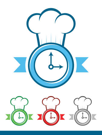 Icon of a clock wearing a chef hatのイラスト素材