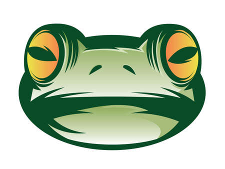 Illustration of a green frog face iconのイラスト素材