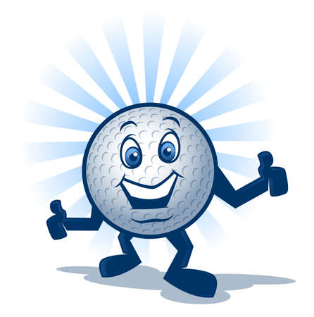 Cartoon golf ball mascot with arms and legsのイラスト素材