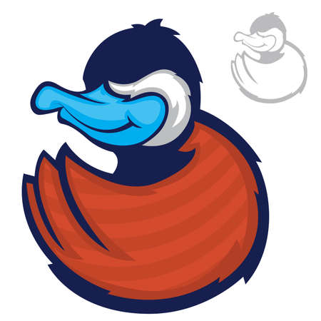 Illustration of a blue billed duck characterのイラスト素材
