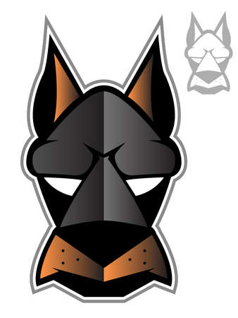 Illustration of a doberman or hound dog faceのイラスト素材