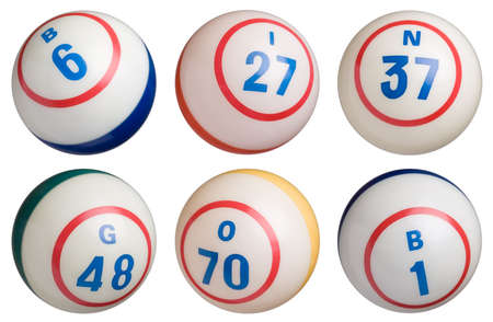 6 Bingo Balls. Each ball is approximately 950 pixels in diameter.の写真素材