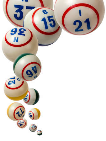 Bingo balls isolated on white backgroundの写真素材